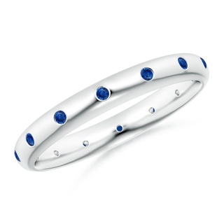 1.3mm AAA Gypsy-Set Round Sapphire Eternity Band in White Gold