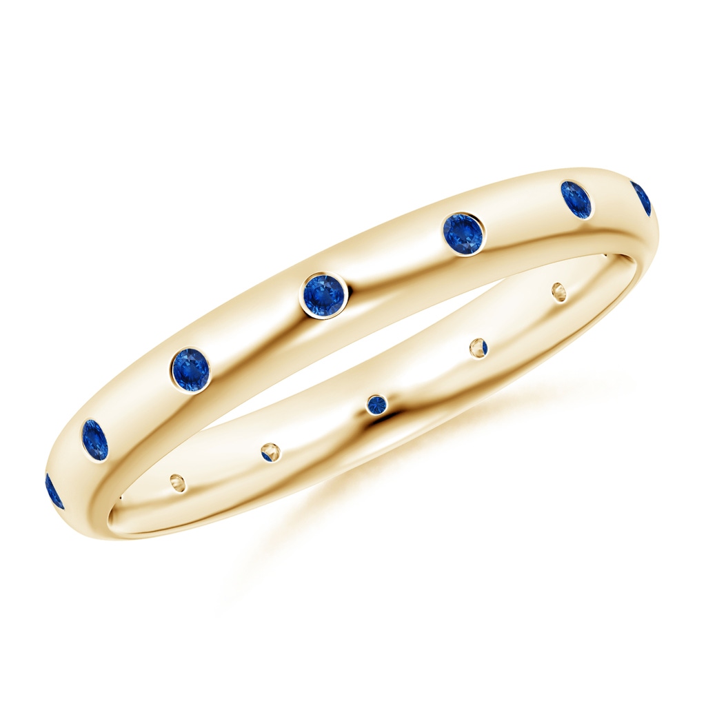 1.3mm AAA Gypsy-Set Round Sapphire Eternity Band in Yellow Gold