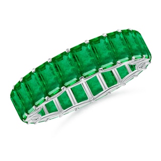 5x3mm AAA Prong-Set Emerald-Cut Emerald Eternity Wedding Ring in 50 P950 Platinum