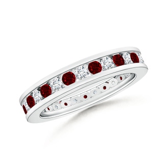 2mm AAAA Channel Set Ruby and Diamond Eternity Wedding Band in 65 P950 Platinum