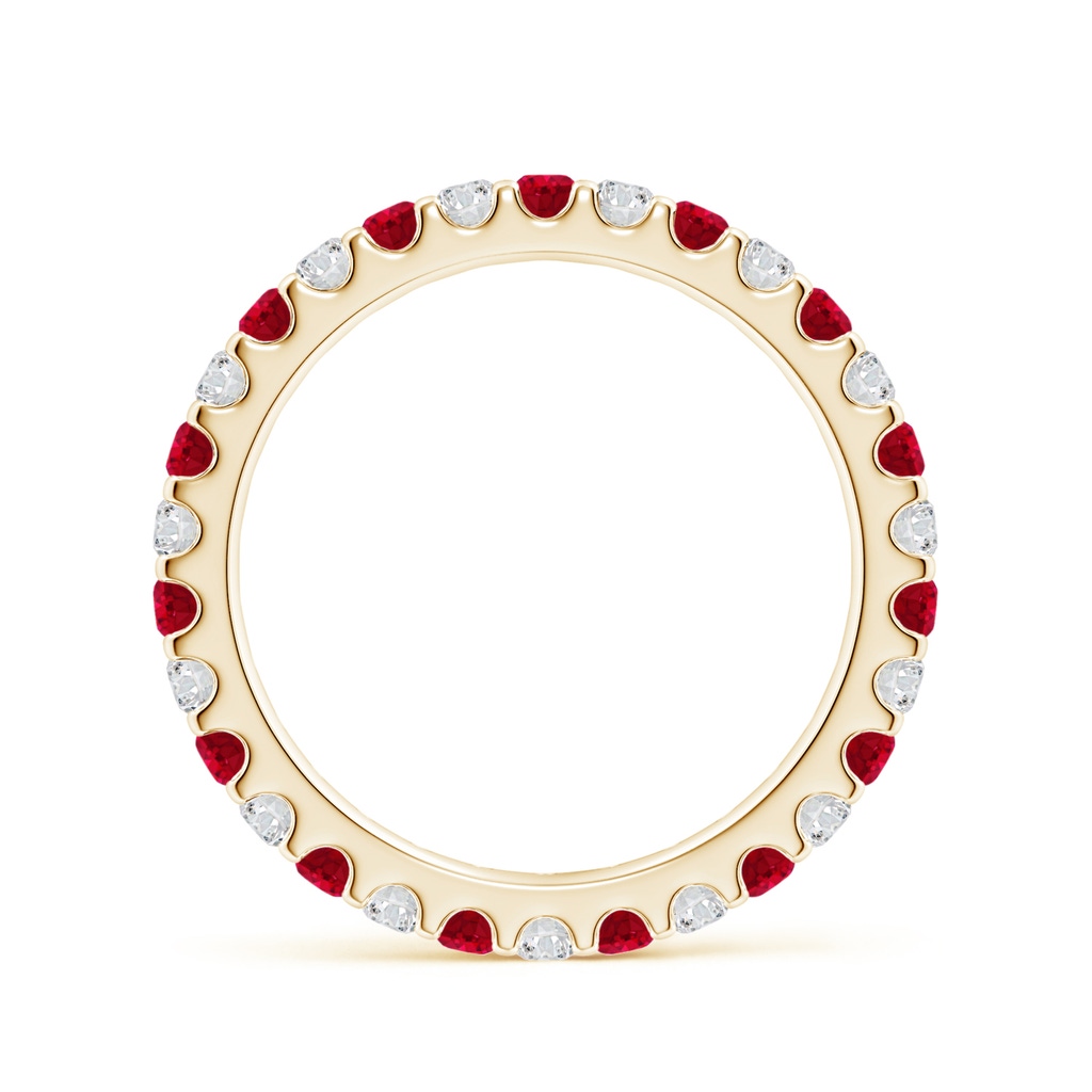 2mm AAA Shared Prong Ruby and Diamond Eternity Band in 70 Yellow Gold Side 199