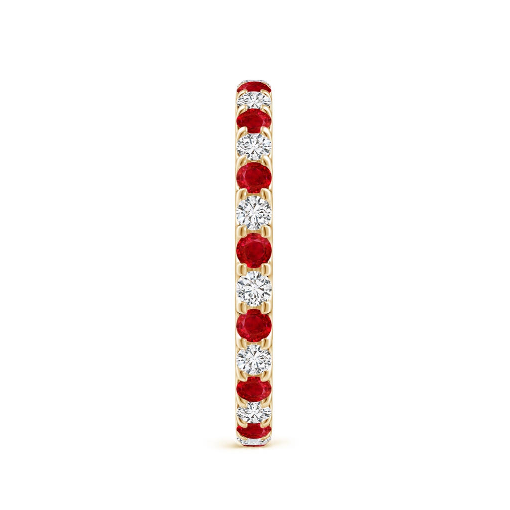 2mm AAA Shared Prong Ruby and Diamond Eternity Band in 70 Yellow Gold Side 299