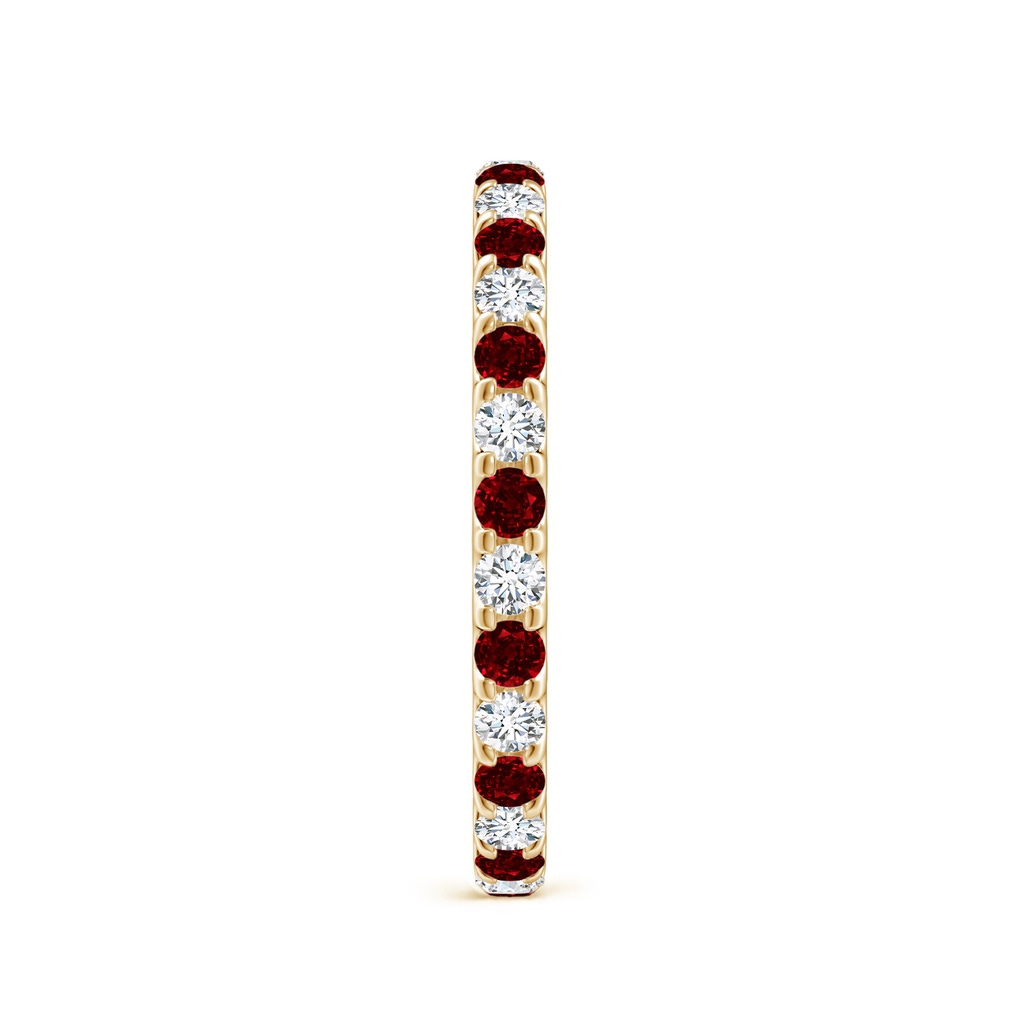 2mm AAAA Shared Prong Ruby and Diamond Eternity Band in 60 Yellow Gold Side 299