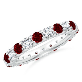 3mm AAAA Shared Prong Ruby and Diamond Eternity Band in 60 P950 Platinum