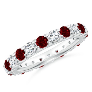 3mm AAAA Shared Prong Ruby and Diamond Eternity Band in 75 P950 Platinum