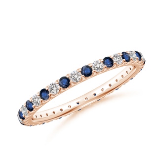 1.7mm AA Shared Prong Sapphire and Diamond Eternity Band in 60 Rose Gold