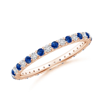 1.7mm AAA Shared Prong Sapphire and Diamond Eternity Band in 60 Rose Gold