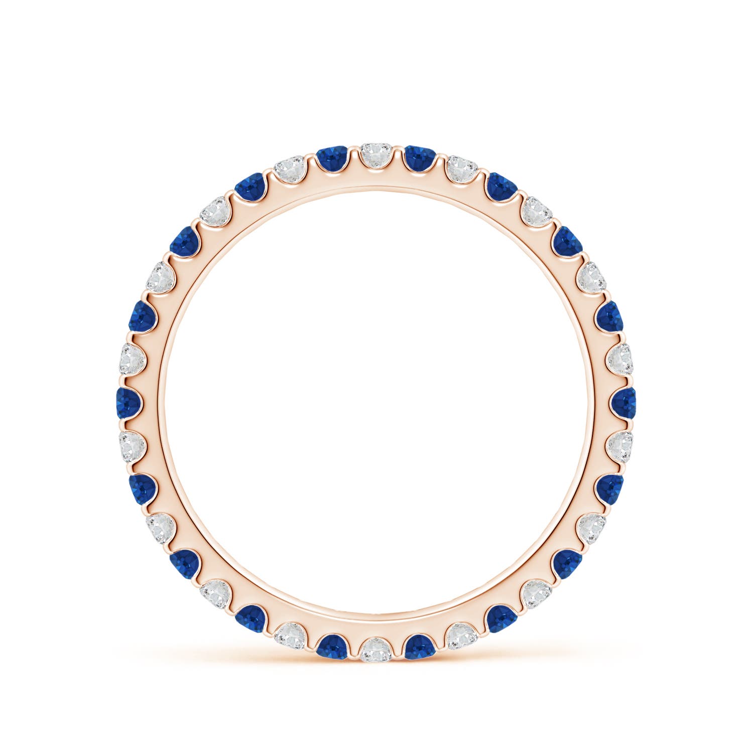 1.7mm AAA Shared Prong Sapphire and Diamond Eternity Band in 60 Rose Gold