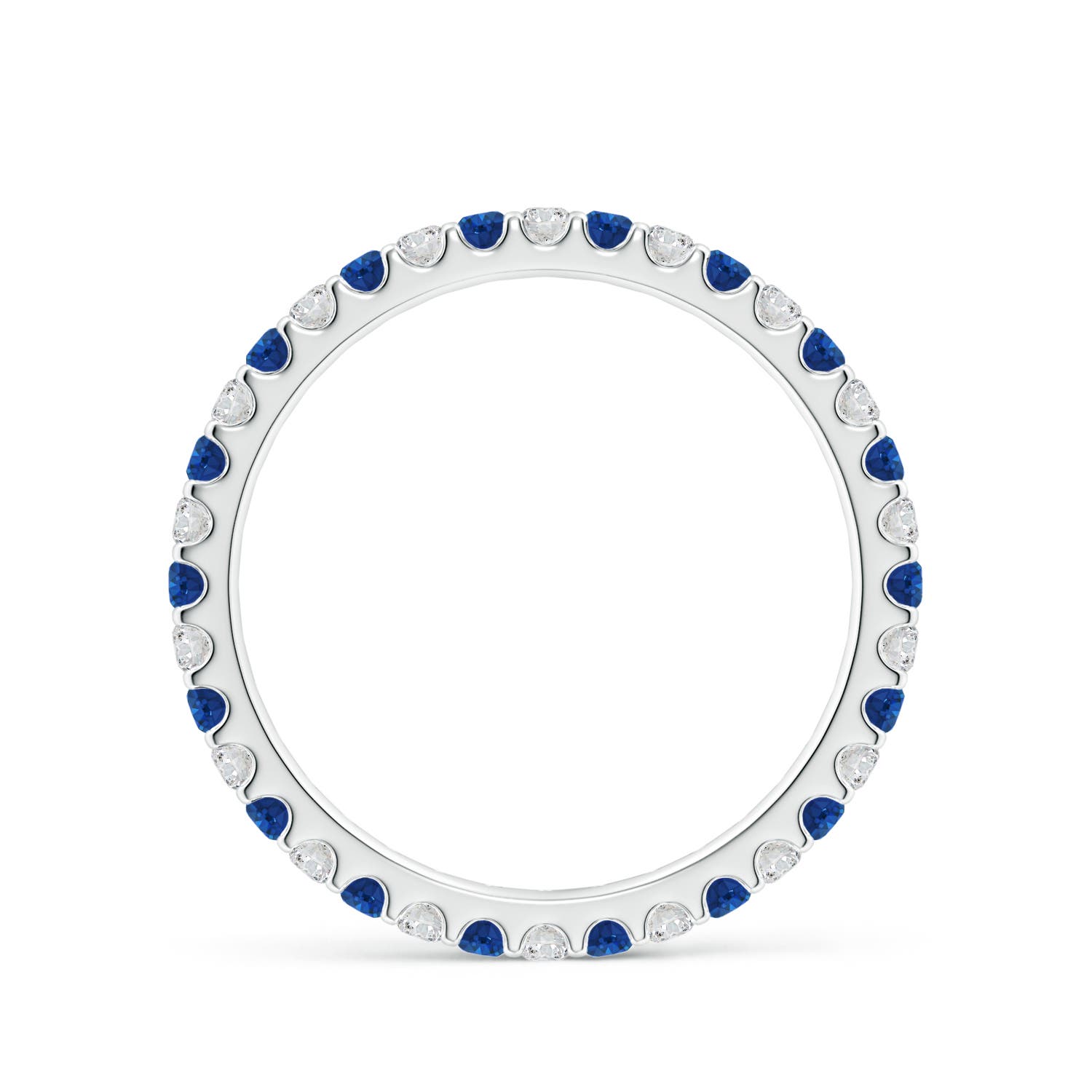 1.7mm AAA Shared Prong Sapphire and Diamond Eternity Band in 60 White Gold