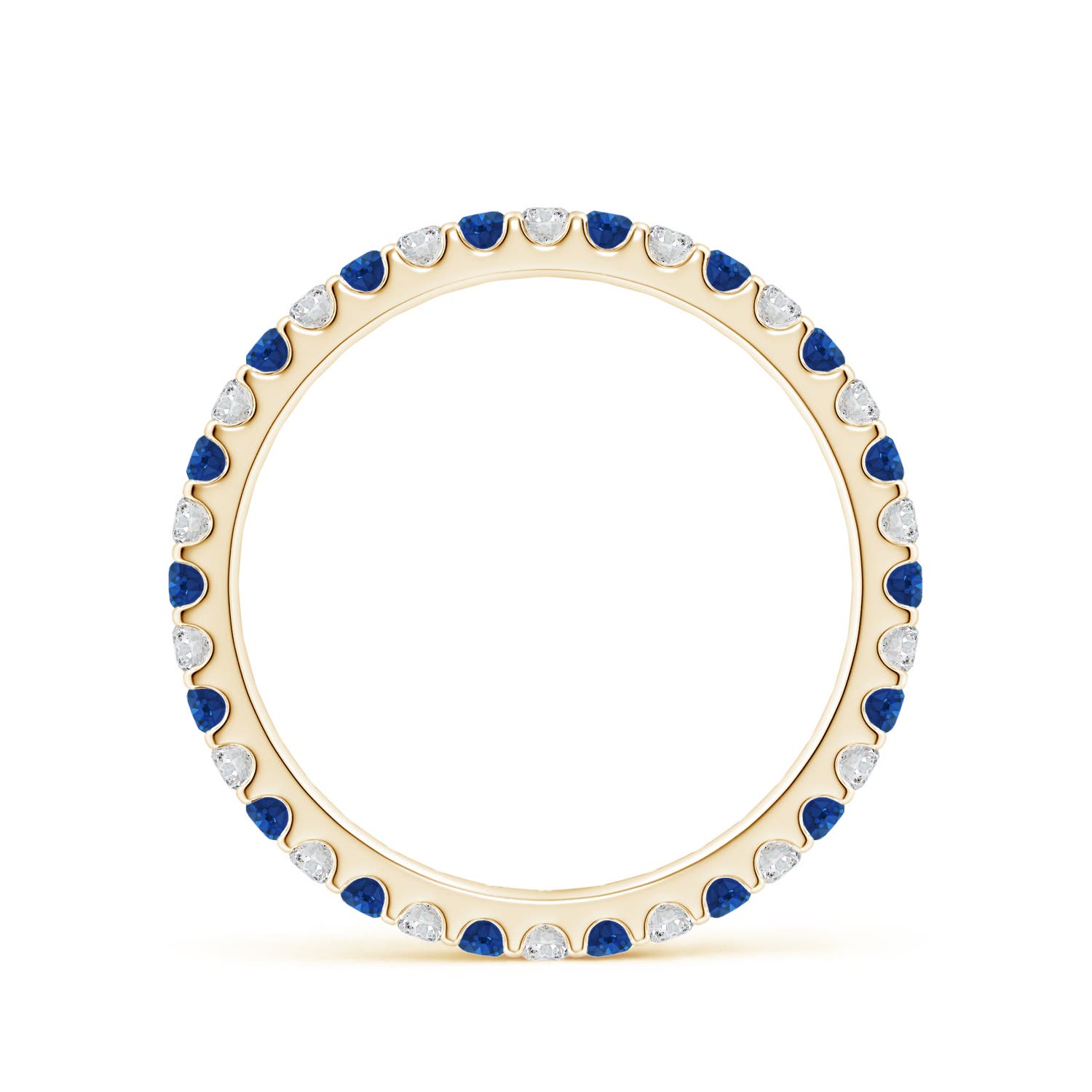 1.7mm AAA Shared Prong Sapphire and Diamond Eternity Band in 60 Yellow Gold