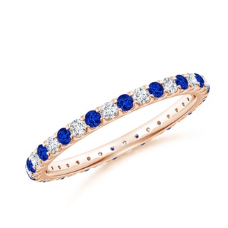 1.7mm AAAA Shared Prong Sapphire and Diamond Eternity Band in 60 Rose Gold