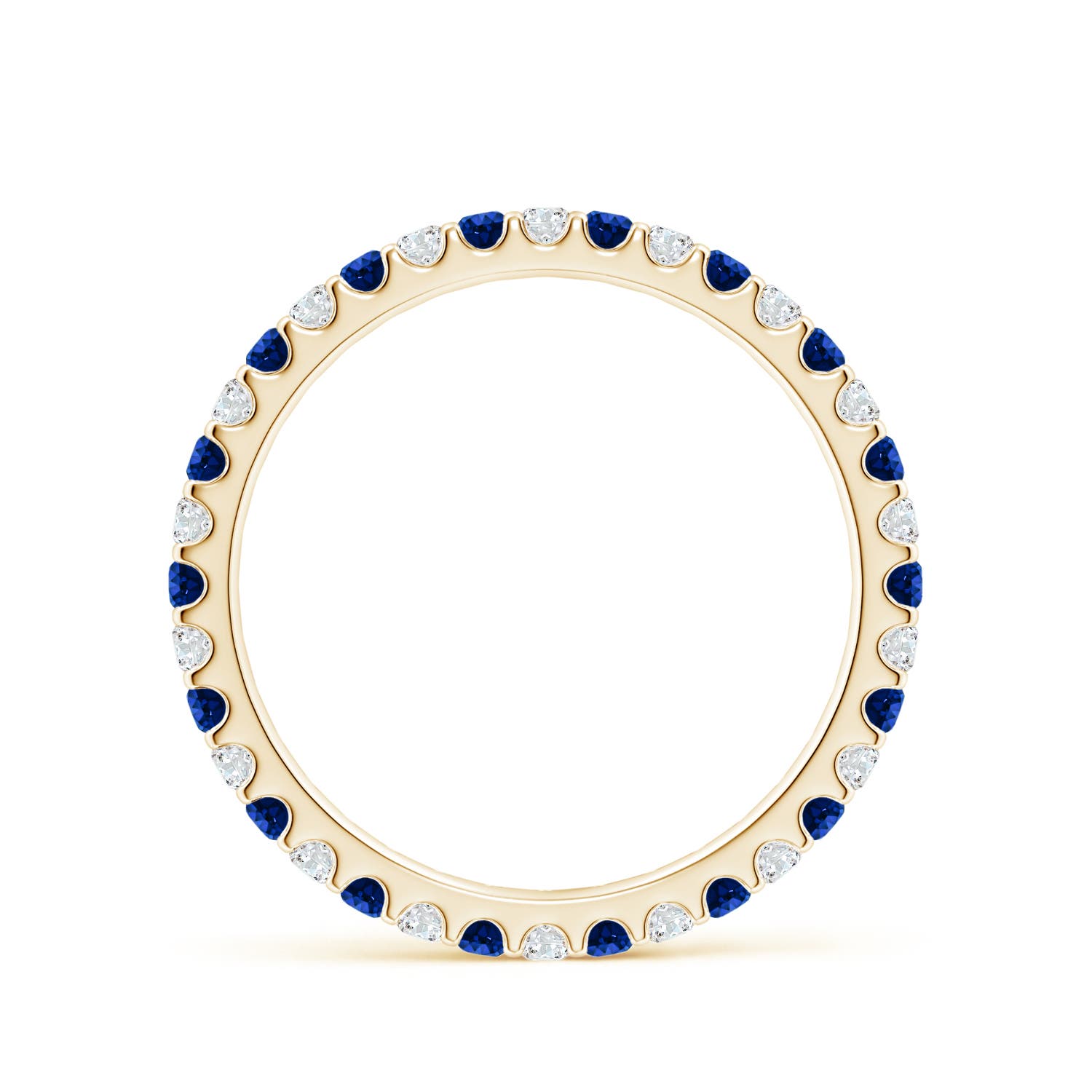 1.7mm AAAA Shared Prong Sapphire and Diamond Eternity Band in 60 Yellow Gold