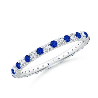 1.7mm AAAA Shared Prong Sapphire and Diamond Eternity Band in 65 P950 Platinum