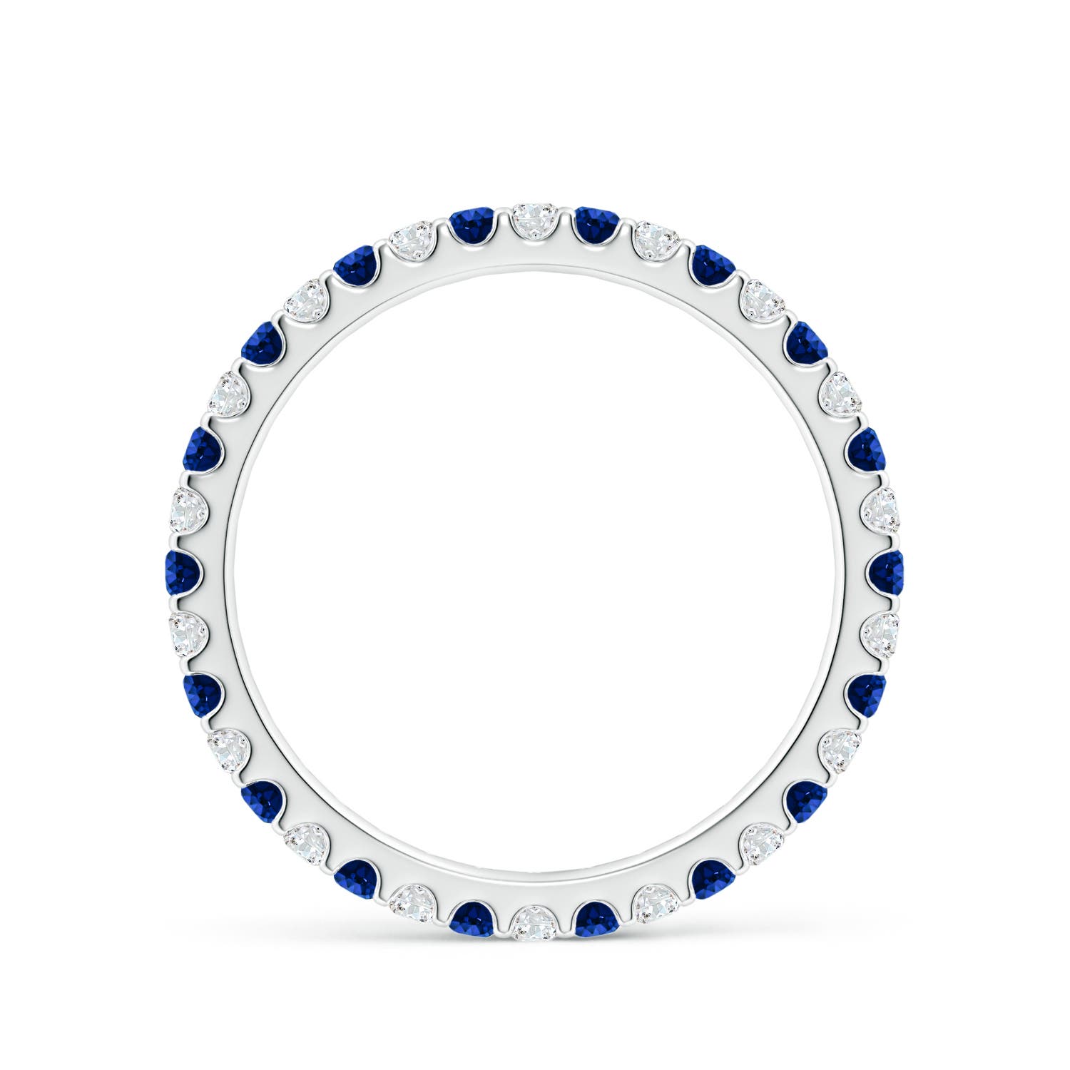 1.7mm AAAA Shared Prong Sapphire and Diamond Eternity Band in 70 White Gold