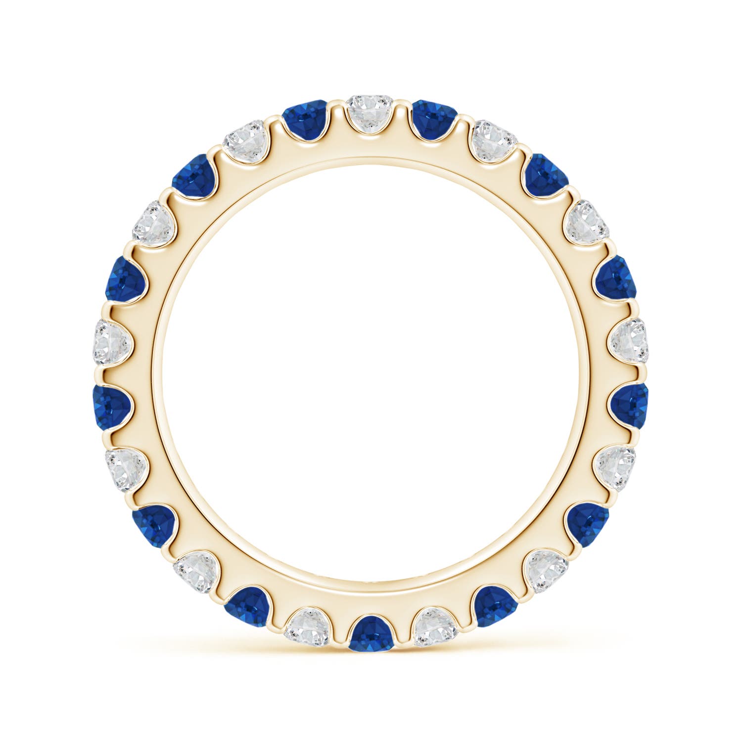 2.8mm AAA Shared Prong Sapphire and Diamond Eternity Band in 60 Yellow Gold