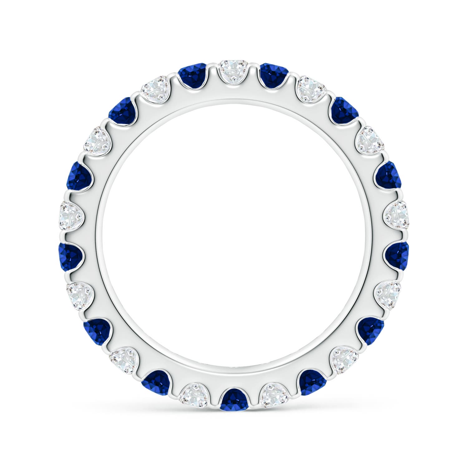 2.8mm AAAA Shared Prong Sapphire and Diamond Eternity Band in 60 White Gold