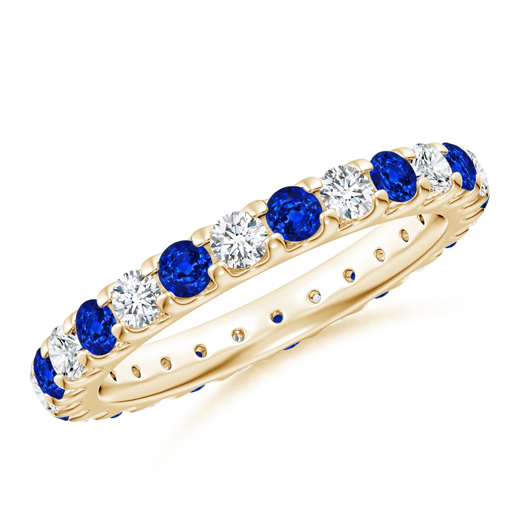 2.8mm Lab-Grown Shared Prong Sapphire and Diamond Eternity Band in 60 Yellow Gold