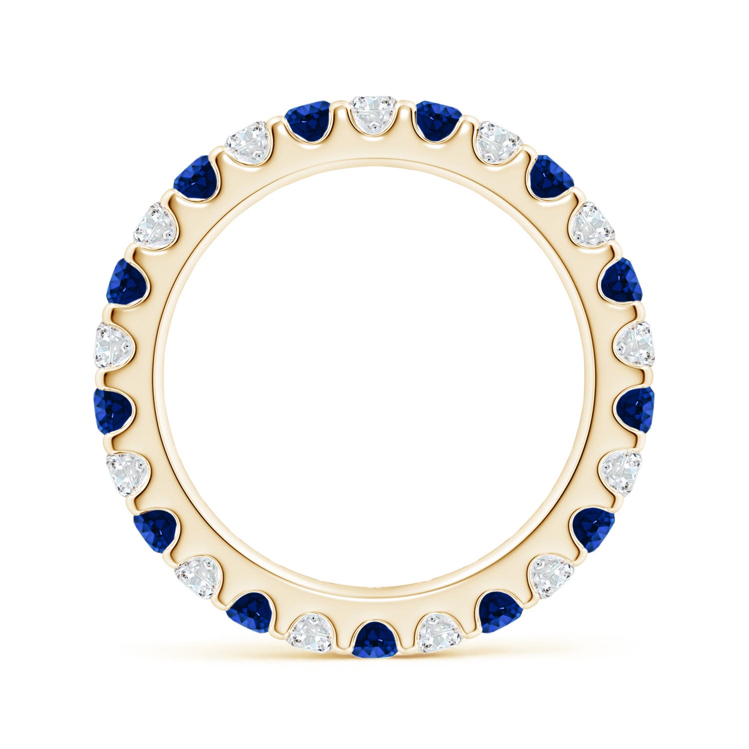 2.8mm AAAA Shared Prong Sapphire and Diamond Eternity Band in 60 Yellow Gold