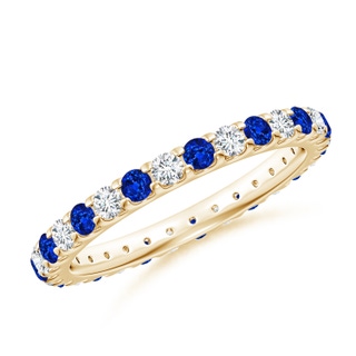 2mm Lab-Grown Shared Prong Sapphire and Diamond Eternity Band in 65 10K Yellow Gold