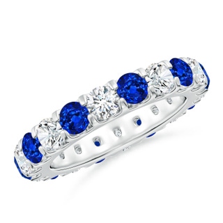 3.5mm AAAA Shared Prong Sapphire and Diamond Eternity Band in 70 P950 Platinum