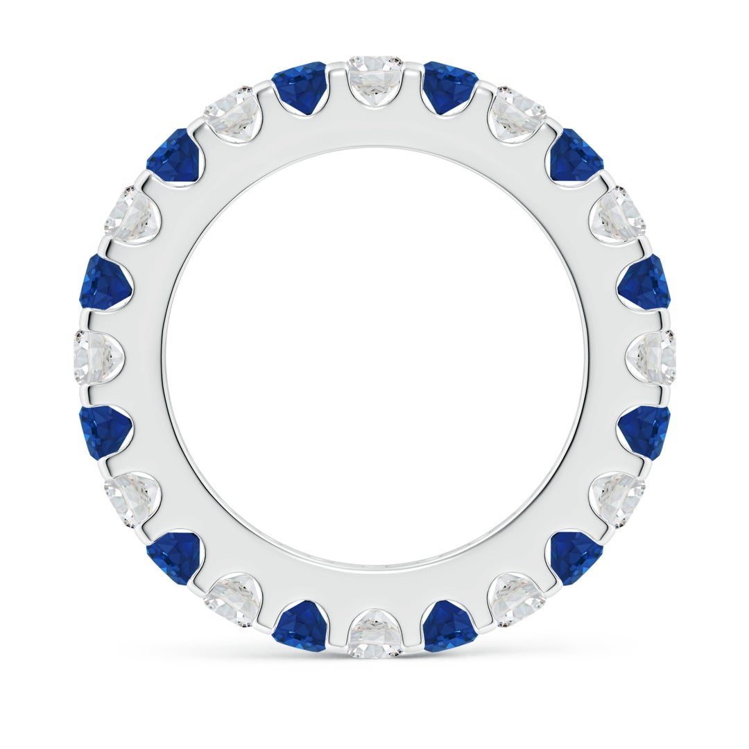 3mm AAA Shared Prong Sapphire and Diamond Eternity Band in 60 White Gold - side 3