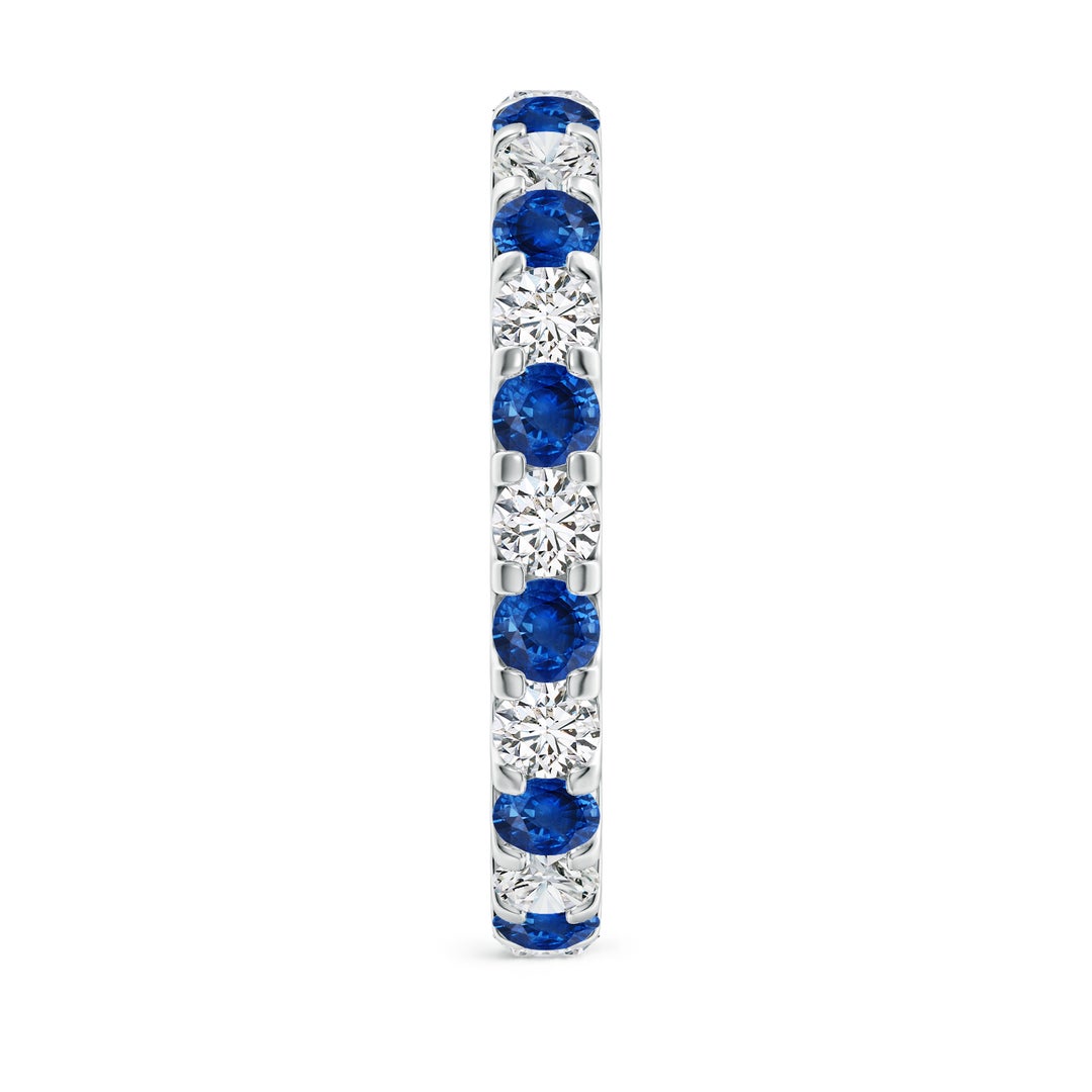 3mm AAA Shared Prong Sapphire and Diamond Eternity Band in 60 White Gold - side 6