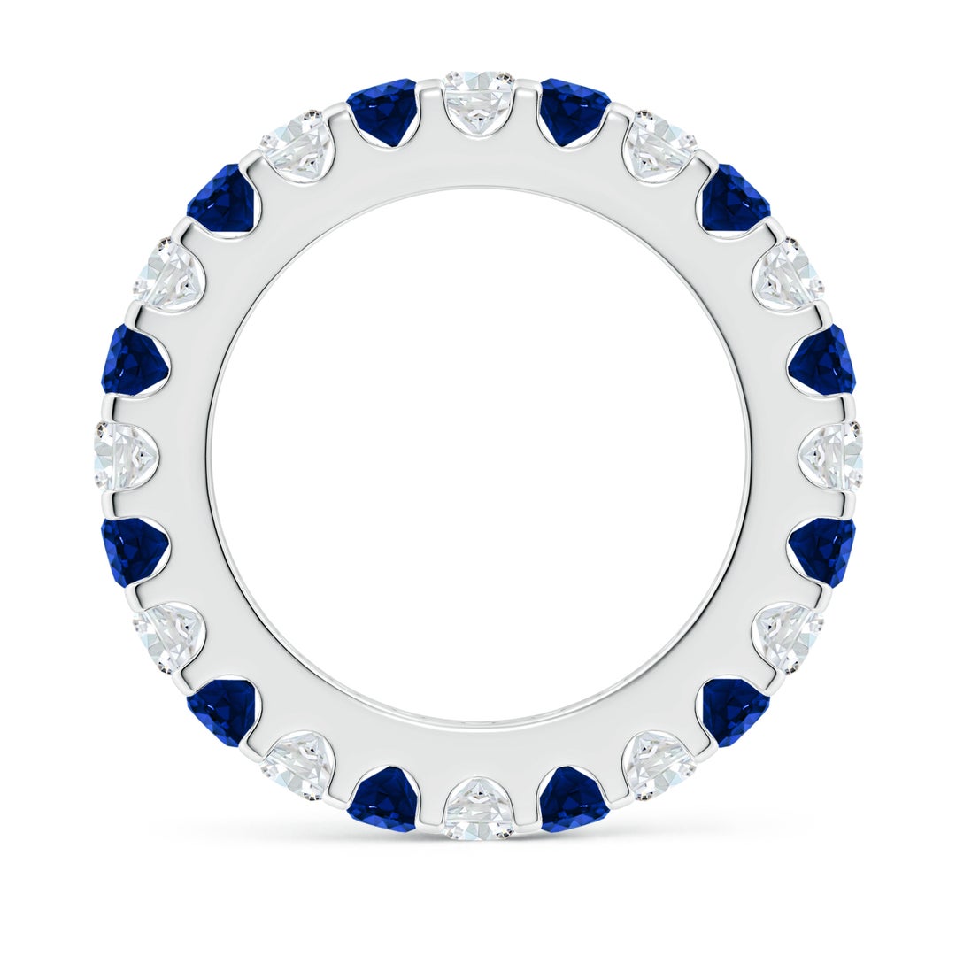 3mm AAAA Shared Prong Sapphire and Diamond Eternity Band in 65 White Gold - side 3