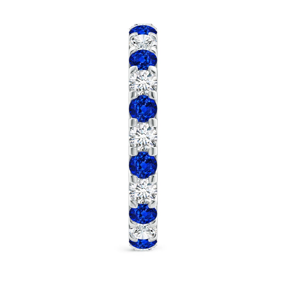3mm AAAA Shared Prong Sapphire and Diamond Eternity Band in 65 White Gold - side 4