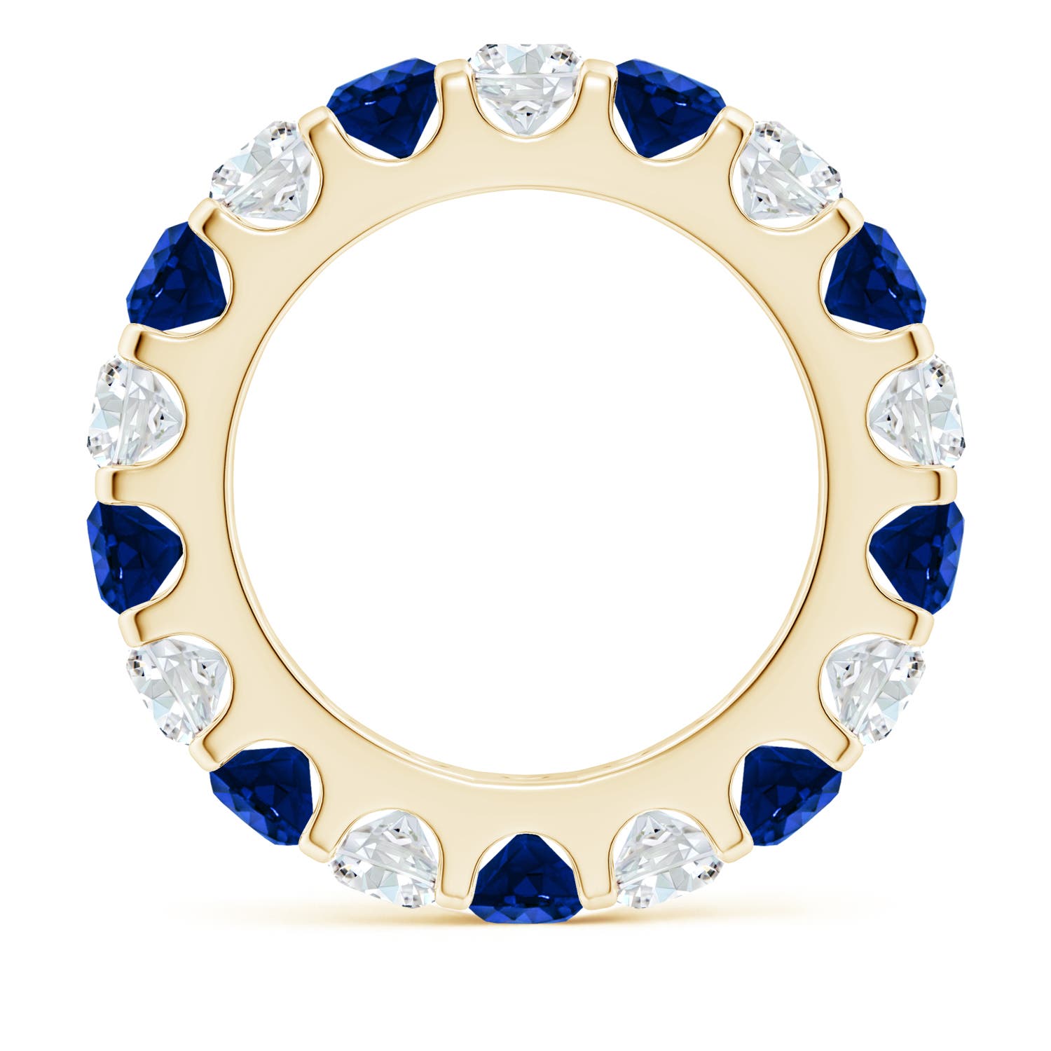 4mm AAAA Shared Prong Sapphire and Diamond Eternity Band in 75 Yellow Gold