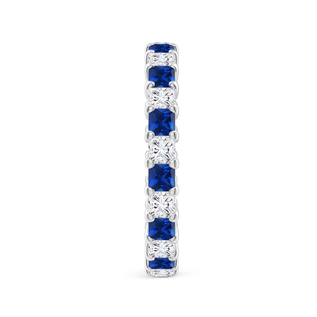 2.3mm AAAA Shared Prong Square Sapphire and Diamond Eternity Band in 65 P950 Platinum Body-Hand