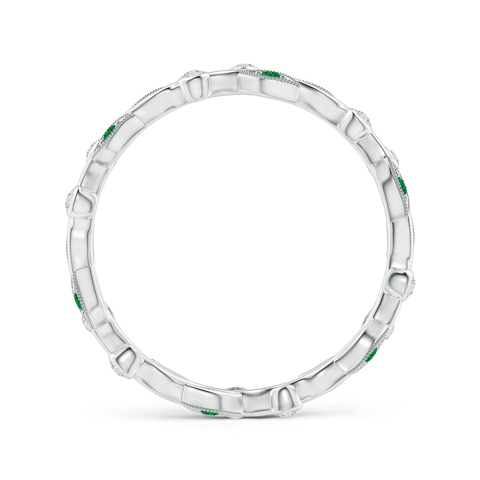 1.3mm AAA Emerald Vine and Leaf Eternity Band in 70 9K White Gold side 1