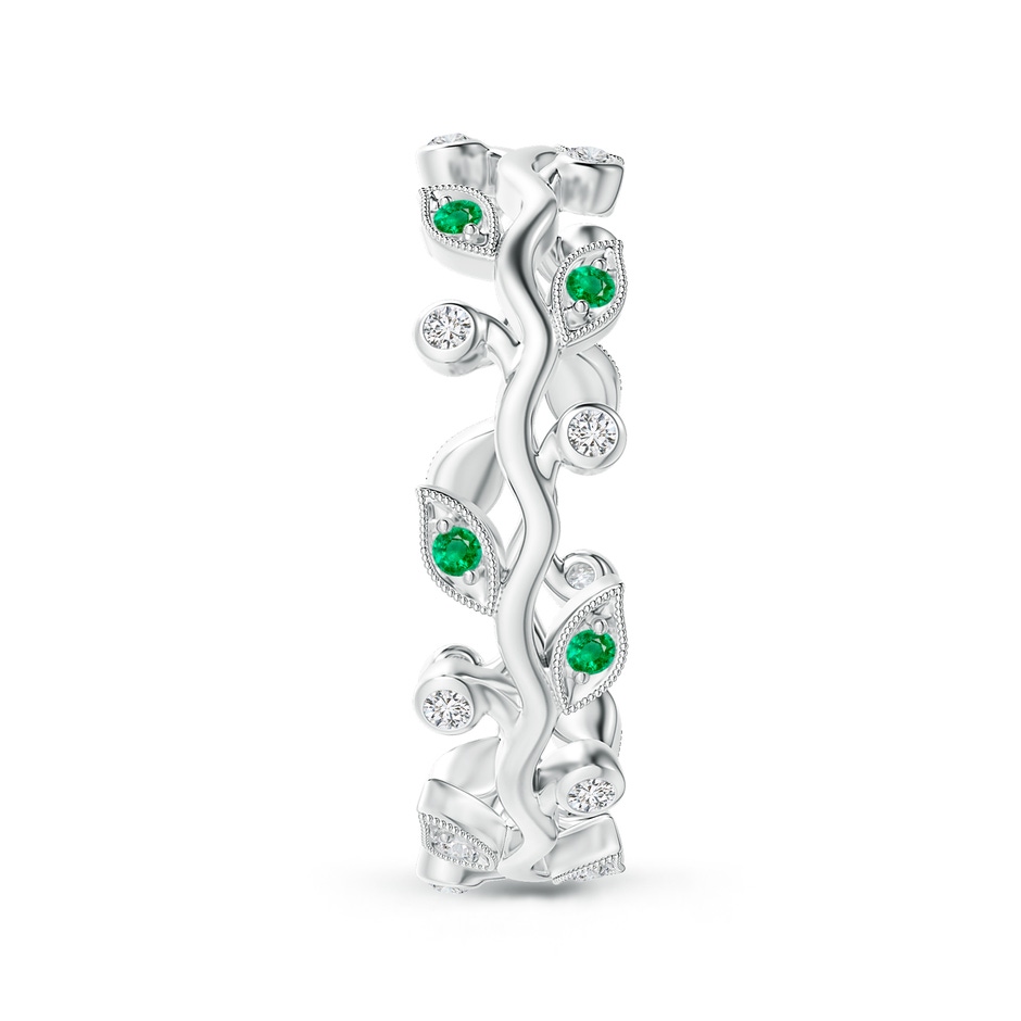 1.3mm AAA Emerald Vine and Leaf Eternity Band in 70 9K White Gold side 2