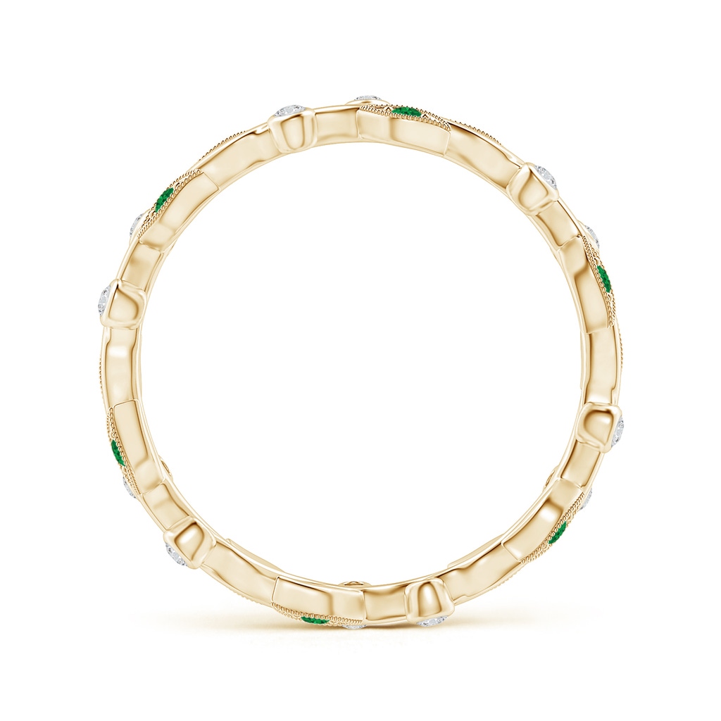 1.3mm AAA Emerald Vine and Leaf Eternity Band in 75 Yellow Gold Side 1