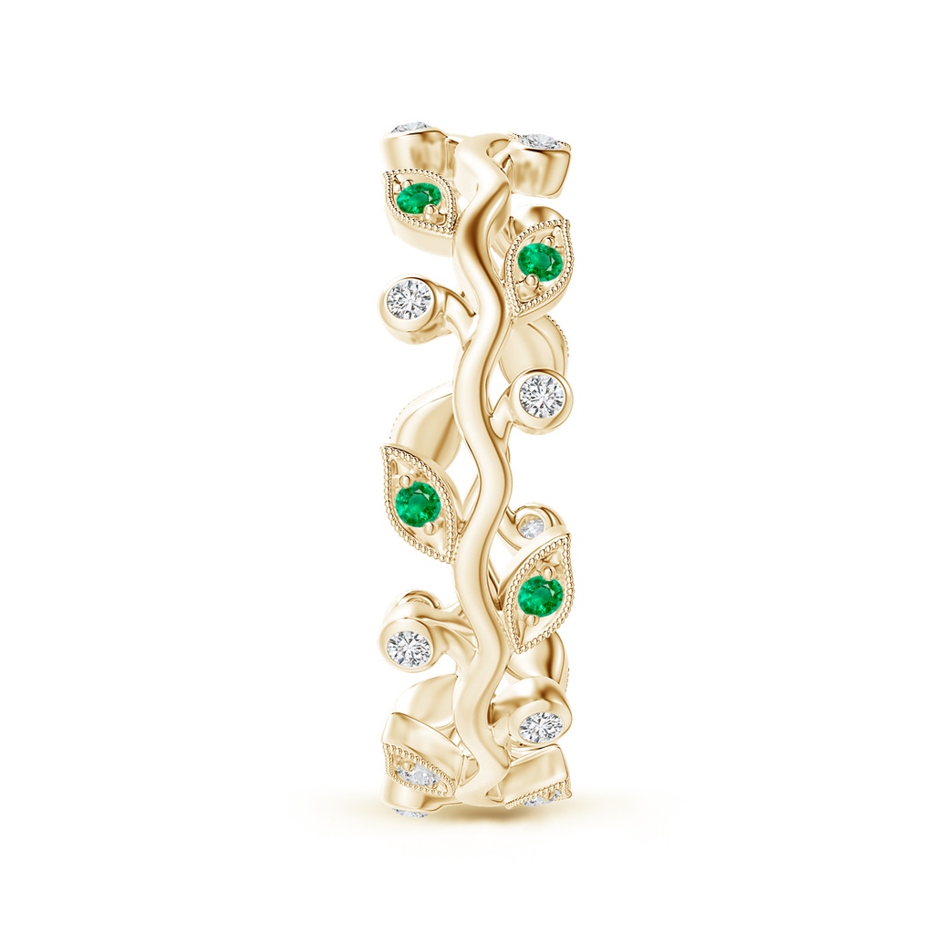 1.3mm AAA Emerald Vine and Leaf Eternity Band in 75 Yellow Gold Side 2