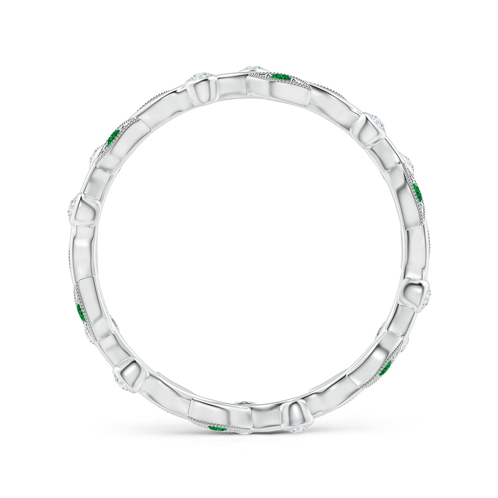 1.3mm AAAA Emerald Vine and Leaf Eternity Band in 65 White Gold Side 1