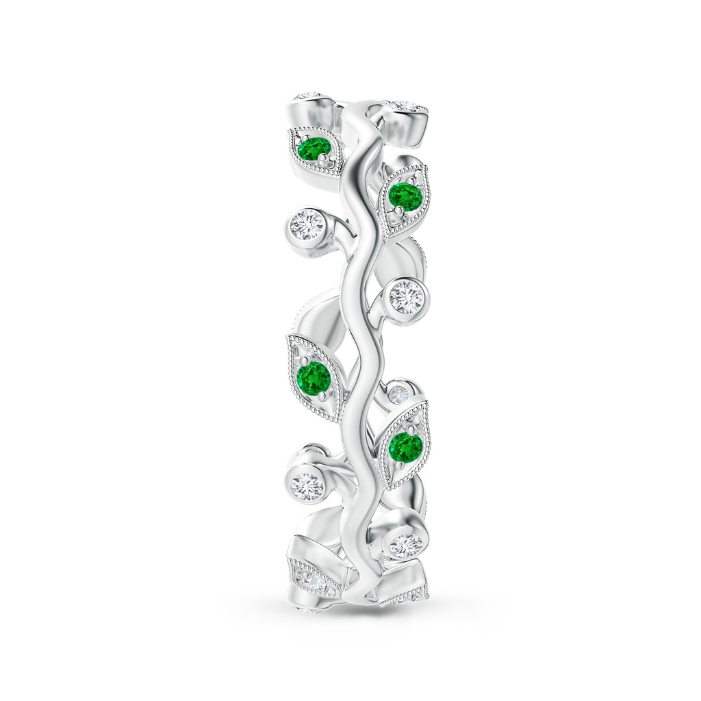 1.3mm AAAA Emerald Vine and Leaf Eternity Band in 65 White Gold Side 2