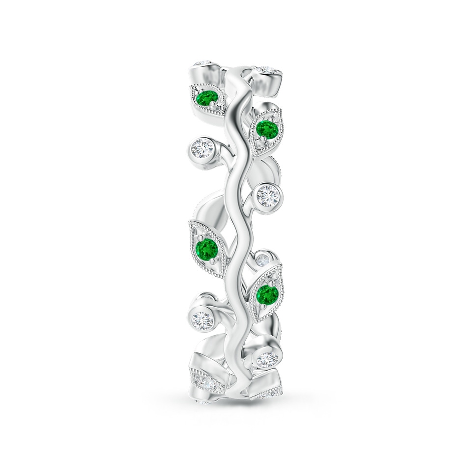 1.3mm AAAA Emerald Vine and Leaf Eternity Band in 65 White Gold side 2