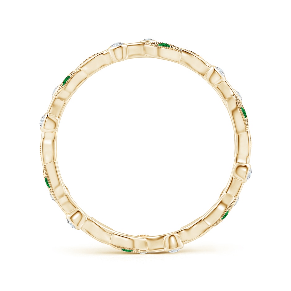 1.3mm AAAA Emerald Vine and Leaf Eternity Band in 75 Yellow Gold side 1