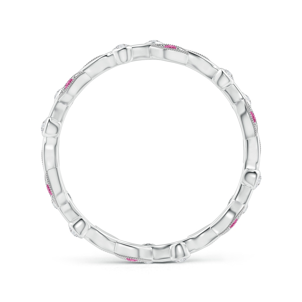 1.3mm AAA Pink Sapphire Vine and Leaf Eternity Band in 65 White Gold Side 1