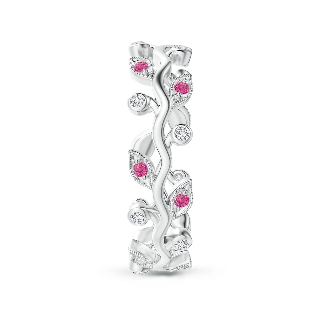 1.3mm AAA Pink Sapphire Vine and Leaf Eternity Band in 65 White Gold Side 2