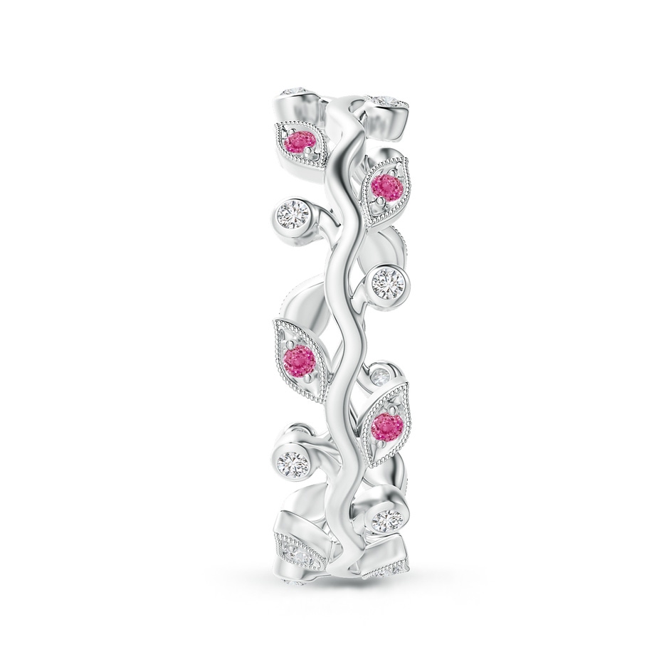 1.3mm AAA Pink Sapphire Vine and Leaf Eternity Band in 65 White Gold side 2