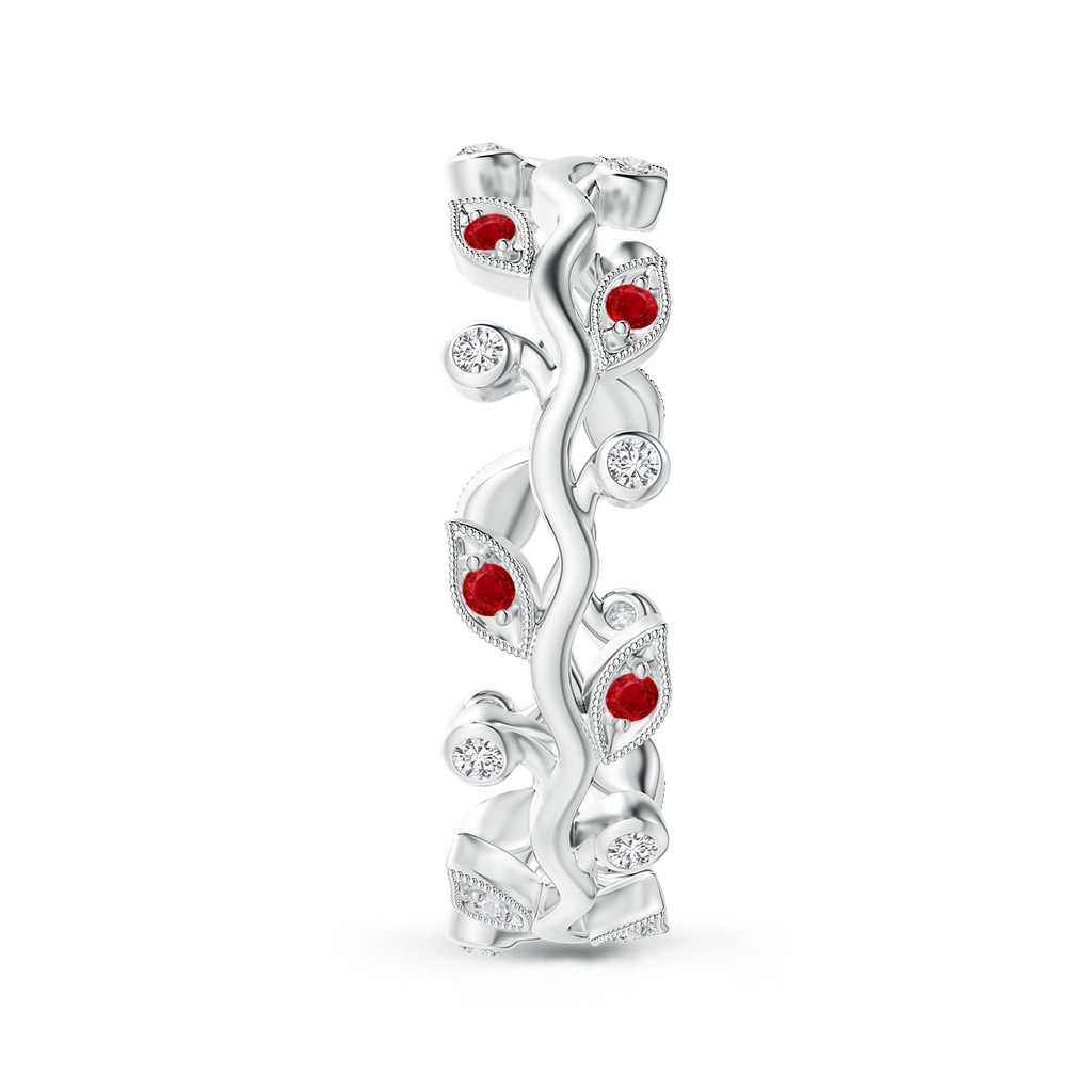 1.3mm AAA Ruby Vine and Leaf Eternity Band in 65 White Gold Side 2