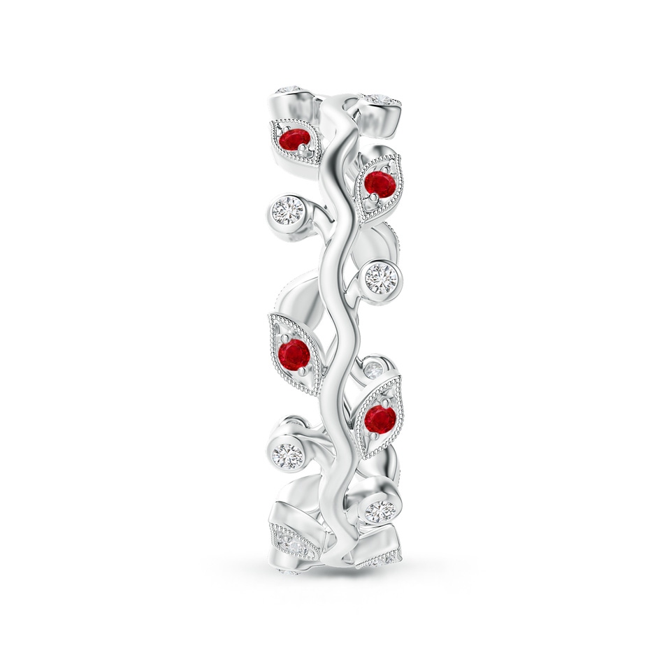 1.3mm AAA Ruby Vine and Leaf Eternity Band in 65 White Gold side 2