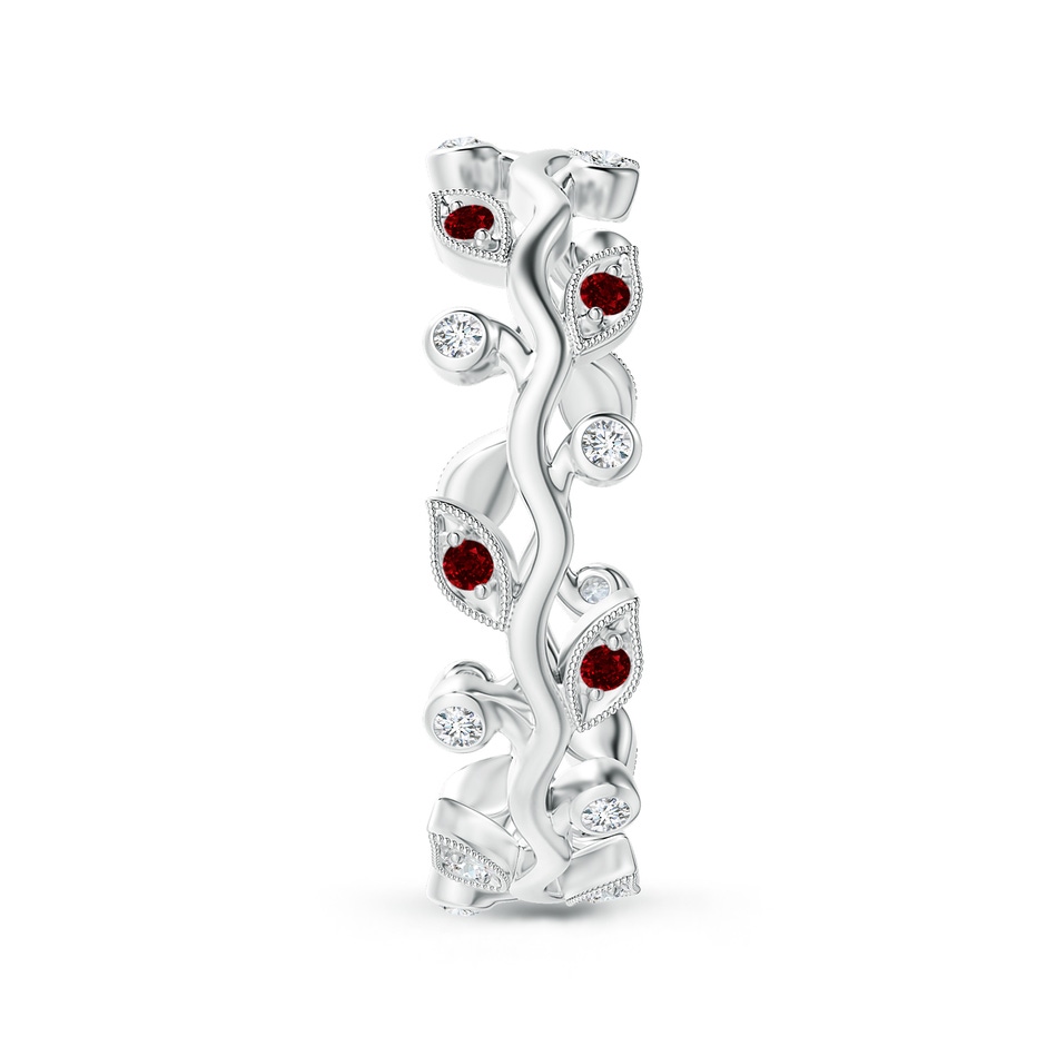 1.3mm AAAA Ruby Vine and Leaf Eternity Band in 75 White Gold side 2