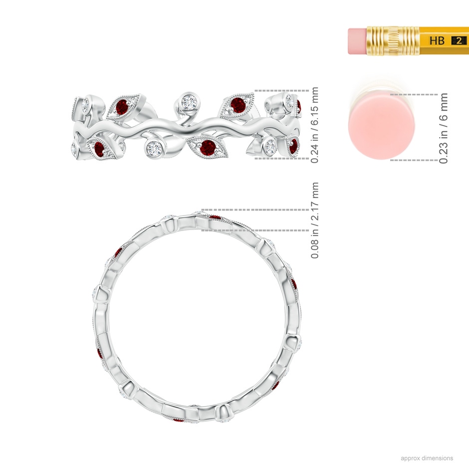 1.3mm AAAA Ruby Vine and Leaf Eternity Band in 75 White Gold ruler