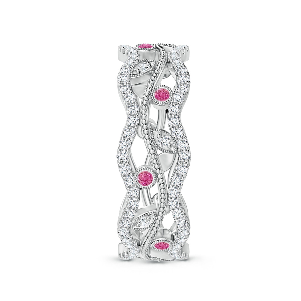 1.5mm AAA Bezel-Set Pink Sapphire Vine and Leaf Eternity Band in 65 White Gold Side 2