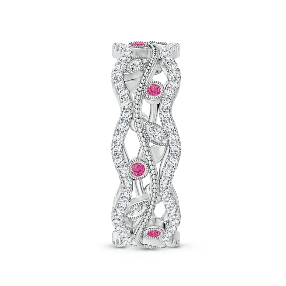 1.5mm AAA Bezel-Set Pink Sapphire Vine and Leaf Eternity Band in 65 White Gold side 2