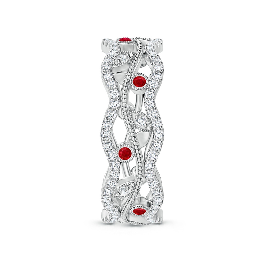 1.5mm AAA Bezel-Set Ruby Vine and Leaf Eternity Band in 65 White Gold Side 2