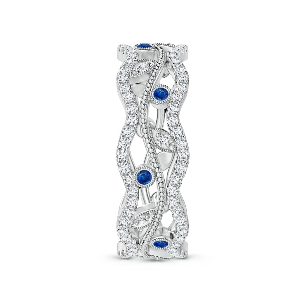 1.5mm AAA Bezel-Set Sapphire Vine and Leaf Eternity Band in 70 White Gold Side 2