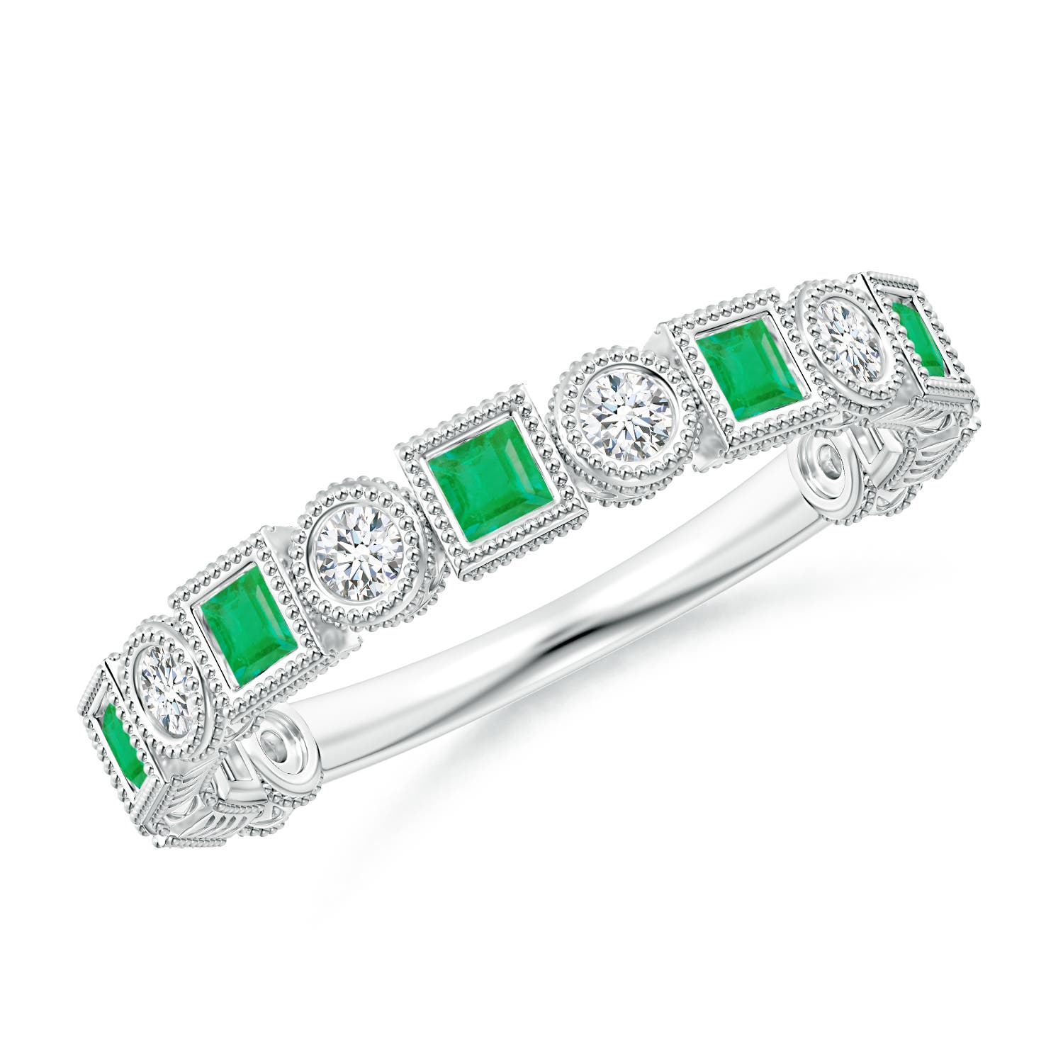 A - Emerald / 0.6 CT / 14 KT White Gold